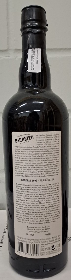 Madeira Barbeito Sercial 1993 Frasqueira